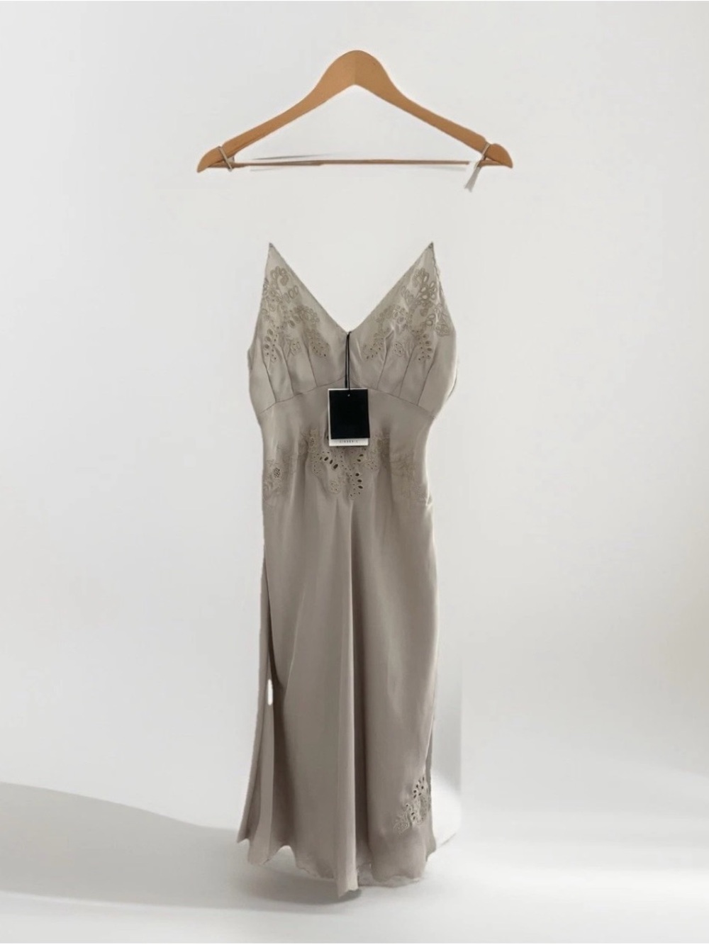 NWT Zara Lingerie Satin Effect Slip Dress with Eyelet Details Large